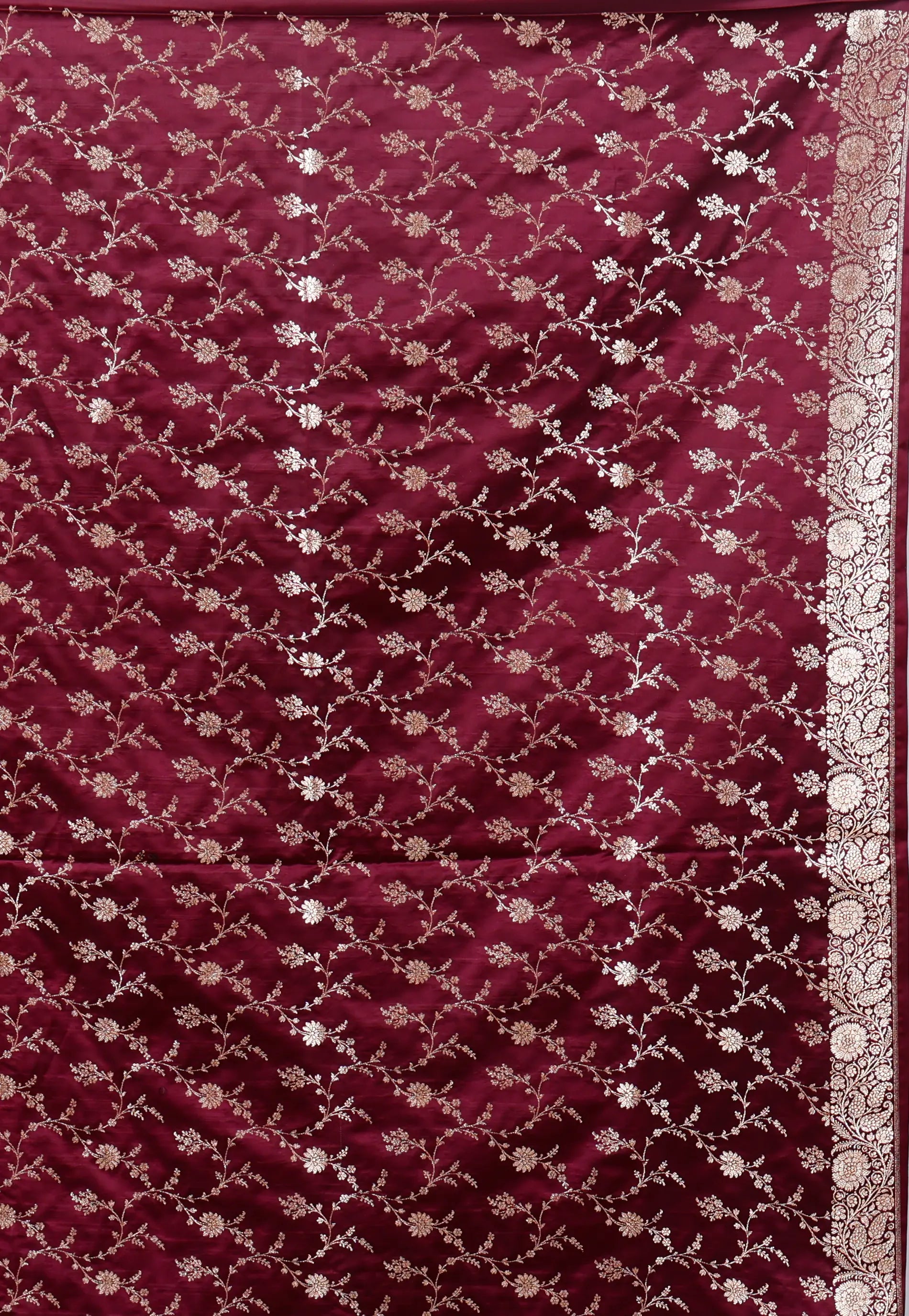 Maroon Wedding Banarasi Silk Saree with Blouse Piece
