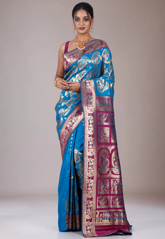 Feroza Baluchari Silk Saree with Blouse Piece