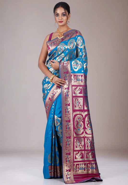 Feroza Baluchari Silk Saree with Blouse Piece
