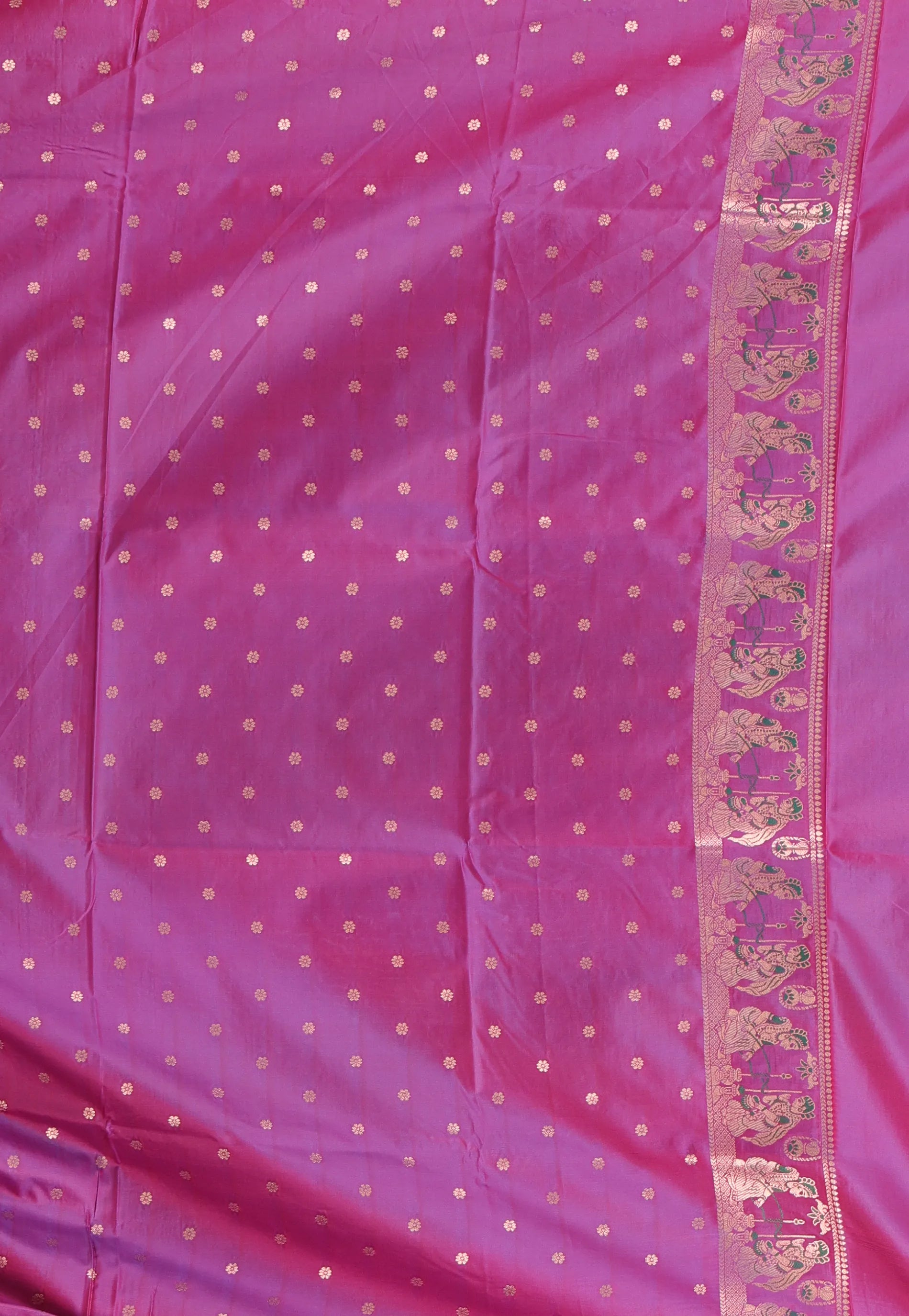Magenta Baluchari Silk Saree with Blouse Piece - Adi Akshoy & Co.