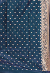 Peacock Blue with Zari work Wedding Banarasi Saree with Blouse Piece - Adi Akshoy & Co.