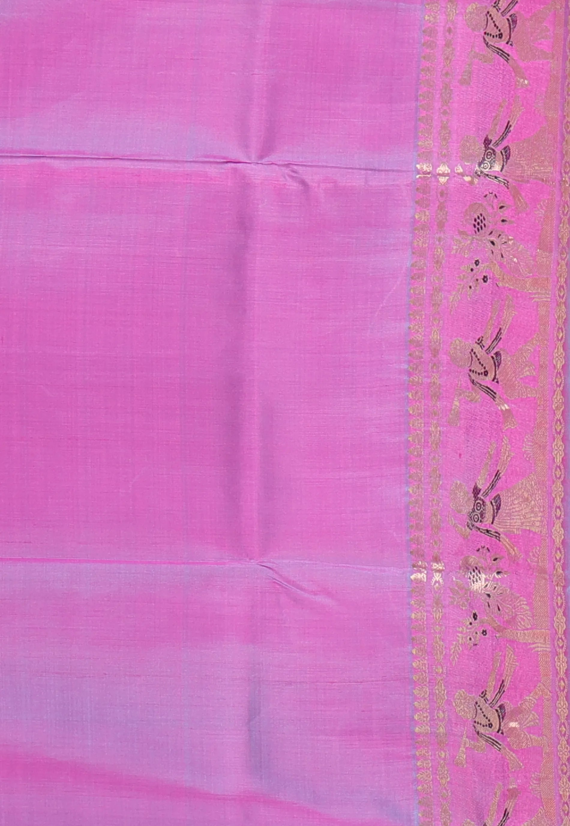Dual Shades of Pink & Purple Pure Baluchari Silk Saree with Blouse Piece - Adi Akshoy & Co.
