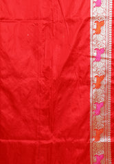 Red Minakari Kadwa Pure Silk Banarasi Saree with Blouse Piece