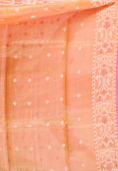 Orange Pure Tussar Dhakai Jamdani Saree with Blouse Piece - Adi Akshoy & Co.