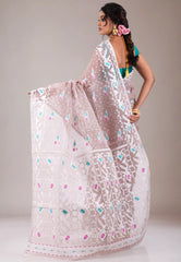 Light Brown Dhakai Jamdani Cotton Saree without Blouse Piece - Adi Akshoy & Co.