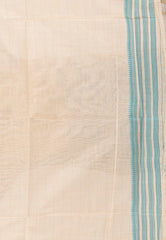 Off White Tussar Silk Saree with Blouse Piece - Adi Akshoy & Co.