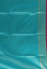 Magenta with Sky Blue Border Paithani Silk Saree With Blouse Piece - Adi Akshoy & Co.