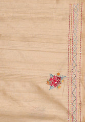 Tussar Colour Handwoven Kantha Silk Saree With Blouse Piece- Adi Akshoy & Co.