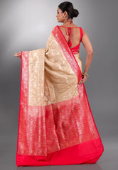 Tussar Colour with Red Border Tussar Silk Saree with Blouse Piece - Adi Akshoy & Co.