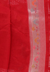 Red Tussar Silk Saree with Blouse Piece - Adi Akshoy & Co.