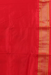 Cream with Red Border Pure Paithani Silk Saree With Blouse Piece - Adi Akshoy & Co.