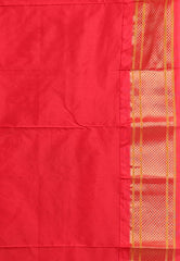 Parrot Green with Red Border Pure Paithani Silk Saree With Blouse Piece - Adi Akshoy & Co.