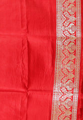 Red Wedding Banarasi Silk Saree with Blouse Piece