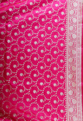 Tussar with Rani Pink Border Korial Patli Banarasi Silk Saree With Blouse Piece