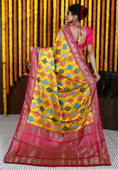 Yellow Kani Silk Saree With Blouse Piece