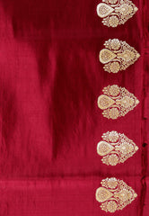 Maroon Wedding Banarasi Silk Saree with Blouse Piece