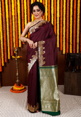 Maroon Kanjivaram Silk Saree With Blouse Piece