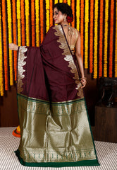 Maroon Kanjivaram Silk Saree With Blouse Piece