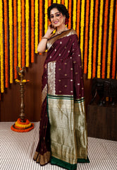 Maroon Kanjivaram Silk Saree With Blouse Piece