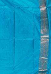 Grey with Feroza Blue Border Base Kanjivaram Silk Saree With Blouse Piece