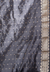 Grey Katan Silk Saree With Blouse Piece