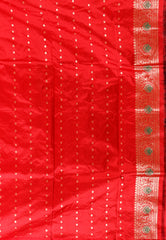 Purple Minakari with Red Border Kadwa Katan Pure Silk Saree With Blouse Piece