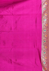 Red with Purple Minakari Border Kadwa Katan Pure Silk Saree With Blouse Piece