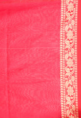 Rani Pink Handloom Saree With Blouse Piece