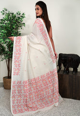 Off White Handloom Saree With Blouse Piece