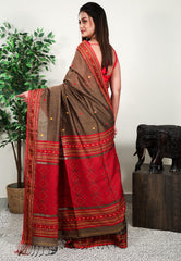 Brown Handloom Saree With Blouse Piece