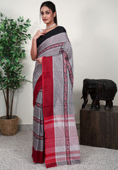 Grey Handloom Saree Without Blouse Piece