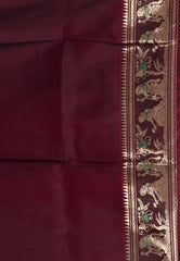 Deep Magenta Baluchari Silk Saree with Blouse Piece - Adi Akshoy & Co.