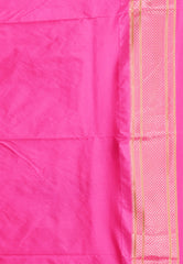 Cross Sea Green with Rani Pink Border Paithani Silk Saree With Blouse Piece