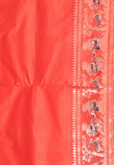 Orange Brocade Baluchari Silk Saree with Blouse Piece