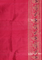 Rani Pink Baluchari Silk Saree with Blouse Piece