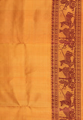 Mustard Yellow Baluchari Pure Silk Saree with Blouse Piece