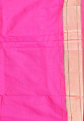 Yellow with Rani Pink Border Paithani Pure Silk Saree With Blouse Piece