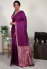 Magenta Mashru Silk Saree with Blouse Piece