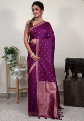 Magenta Mashru Silk Saree with Blouse Piece