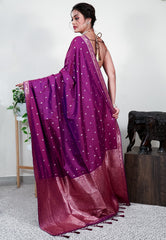 Magenta Mashru Silk Saree with Blouse Piece