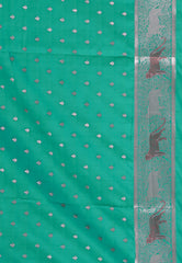 Dual shades of Blue and Green Mashru Silk Saree with Blouse Piece