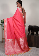 Cross Pink Mashru Silk Saree with Blouse Piece