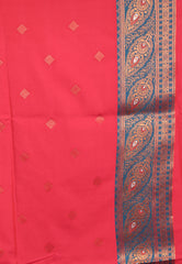 Rani Pink with Rama Green Border Mashru Silk Saree with Blouse Piece