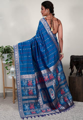 Royal Blue Minakari Mashru Silk Saree with Blouse Piece