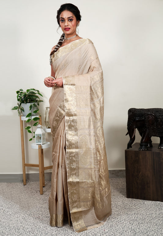 Pure Tussar Baluchari Pure Silk Saree with Blouse Piece