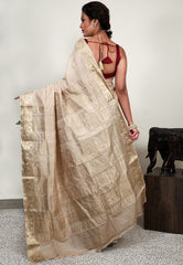 Pure Tussar Baluchari Pure Silk Saree with Blouse Piece