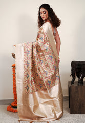 Golden Paithani Silk Saree With Blouse Piece