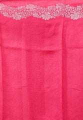 Rani Pink Kora Pure Silk Saree With Blouse Piece