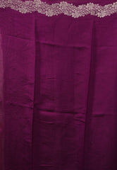 Purple Kora Pure Silk Saree With Blouse Piece