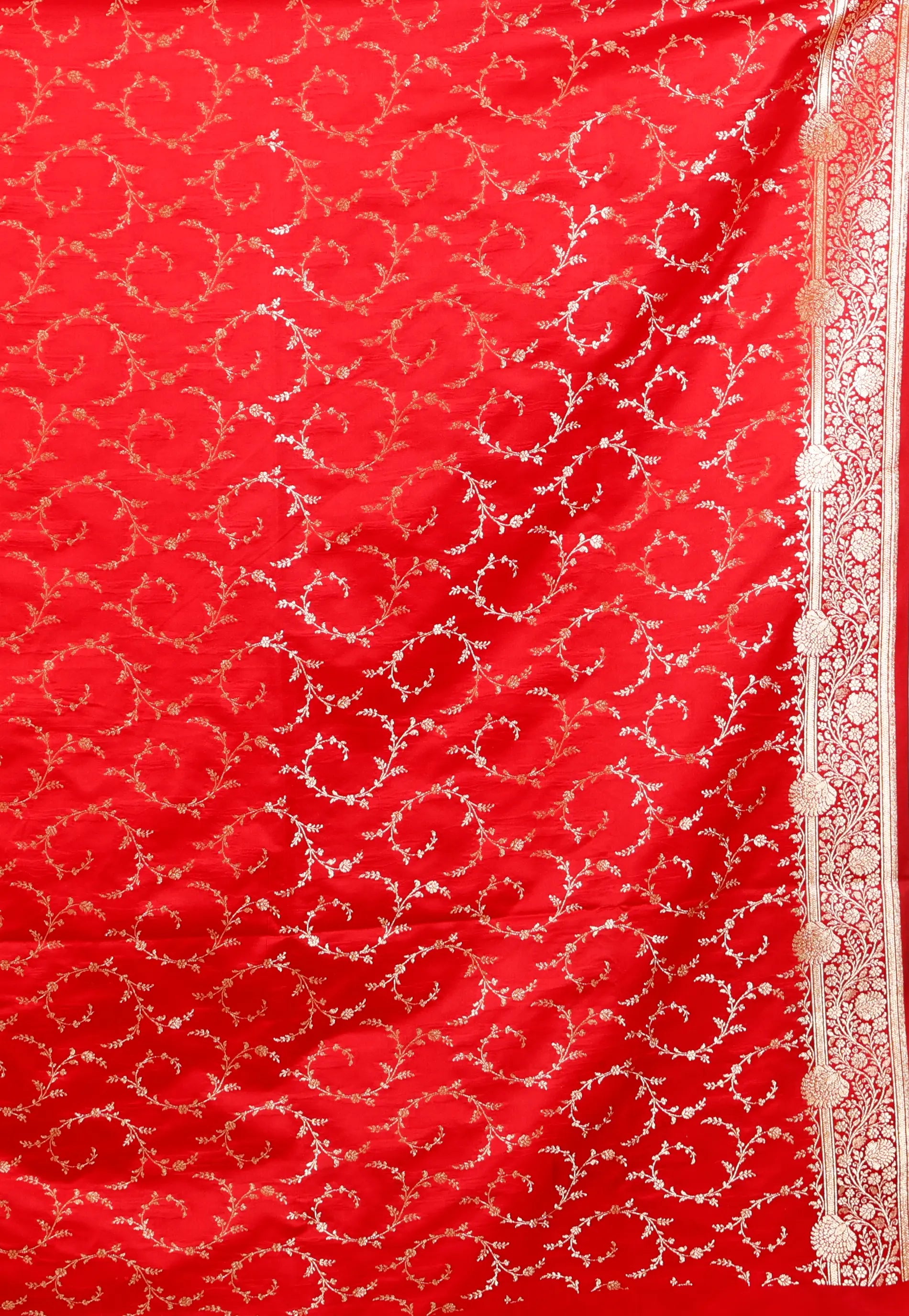 Pink with Red Border Pastel Benarasi Saree With Blouse Piece